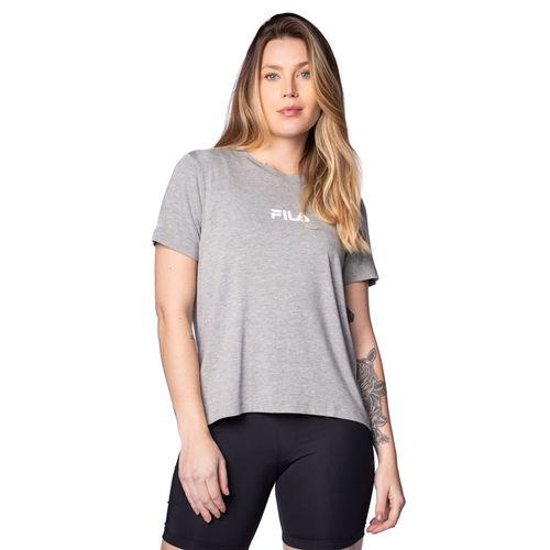 Camiseta Feminina Fila Letter Fit Cinza