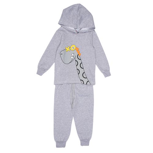 Conjunto Infantil Pitiska Menino Capuz Dinossauro Cinza