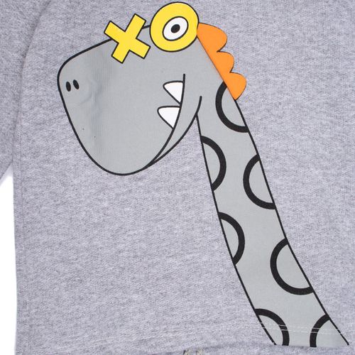 Conjunto Infantil Pitiska Menino Capuz Dinossauro Cinza