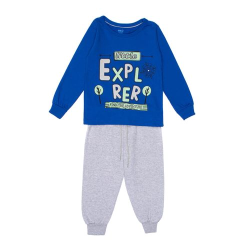 Conjunto Infantil Pitiska Menino Aventura Azul Royal/Cinza
