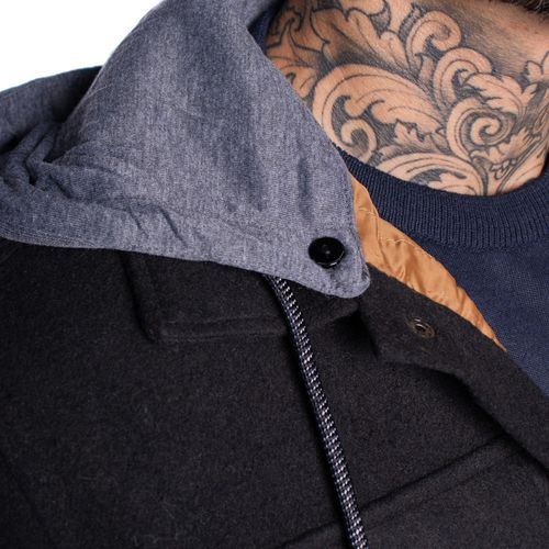 Casaco Masculino Gangster de Lã Capuz Preto