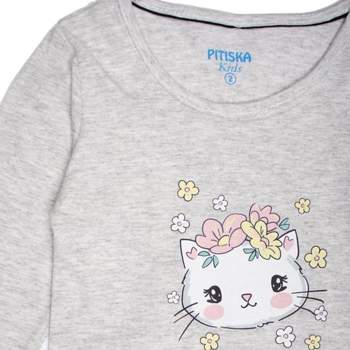 Conjunto Infantil Menina Pitiska Gatinha Cinza/Preto