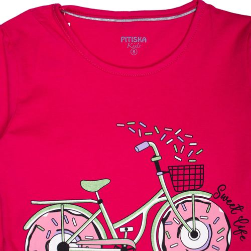 Conjunto Infantil Menina Pitiska Bicicleta e Doces Pink/Cinza