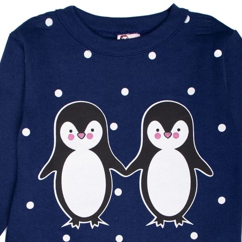 Conjunto Infantil Menina Pitiska Pinguim Marinho/Coral