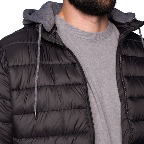 Jaqueta Masculina Balboa Puffer Capuz Preta