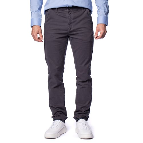 Calça de Sarja Masculina Max Denim Slim Alfaiataria Cinza Escuro