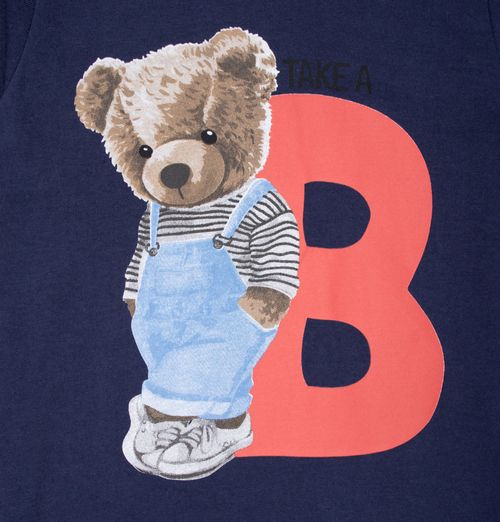 Camiseta Infantil Menino Rechsul Manga Longa Urso Marinho