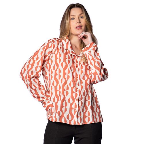 Camisa Feminina Alfa Plus Estampada Terracota