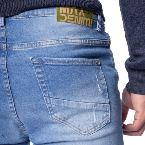 Calça Jeans Masculina Max Denim Slim Premium Destroyed Azul Claro
