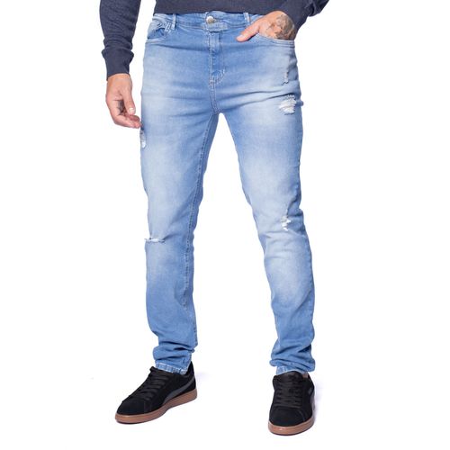 Calça Jeans Masculina Max Denim Slim Premium Destroyed Azul Claro