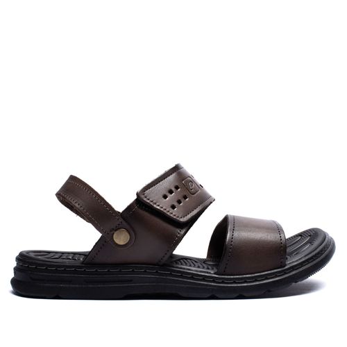 Sandália Masculina Pegada em Couro Marrom Escuro