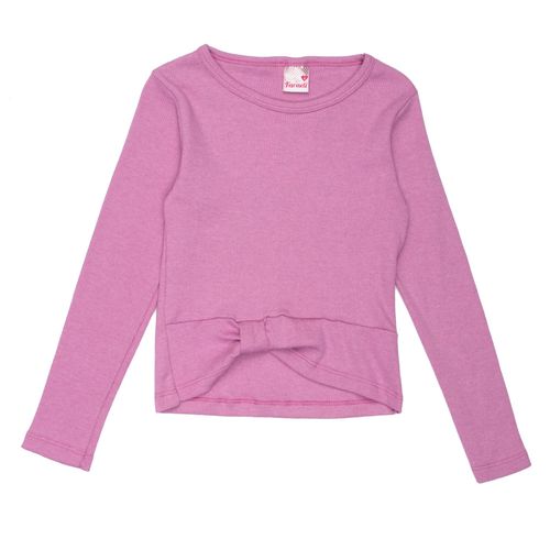 Blusa Infantil Faraeli Manga Longa Detalhe Malha Rosa