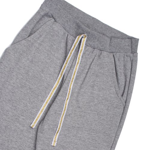 Calça de Moletom Infantil Menina Rechsul Lisa Cordão Dourado Cinza