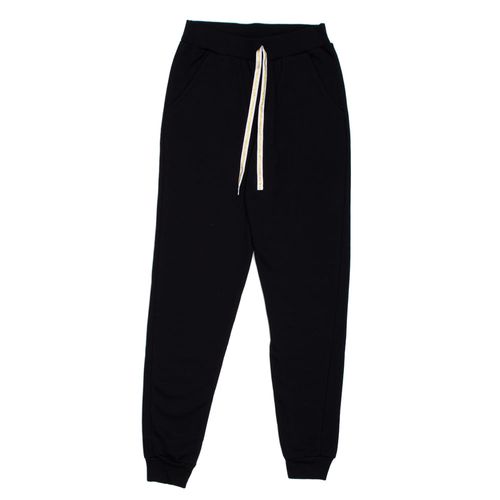 Calça de Moletom Infantil Menina Rechsul Lisa Cordão Dourado Preta