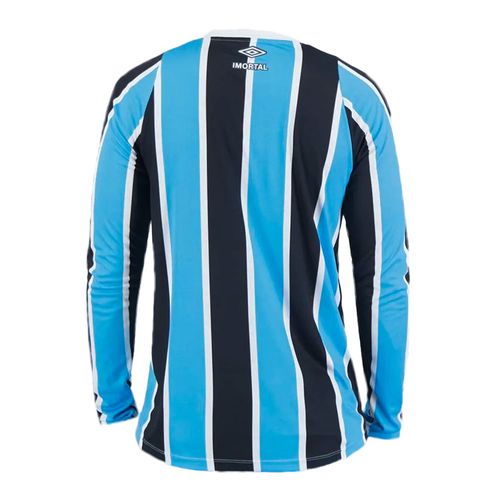 Camisa Masculina Umbro Grêmio Oficial 1 2024 Manga Longa Azul/preto