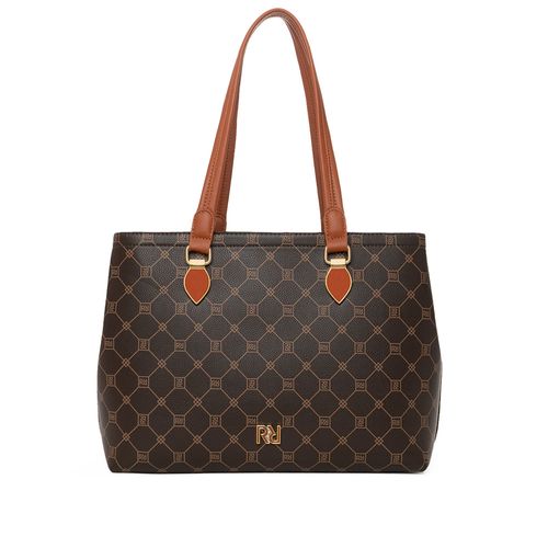 Bolsa Feminina Rafitthy Tote Grande Monograma Gota Marrom