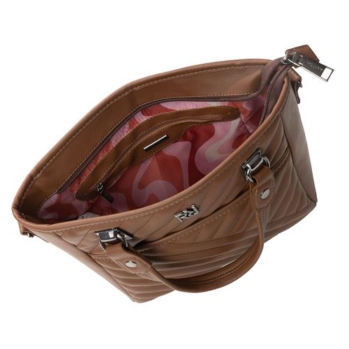 Bolsa Feminina Rafitthy Média Transversal Matelassê Caramelo