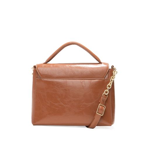 Bolsa Feminina Rafitthy Pequena Transversal Correntes Textura Caramelo