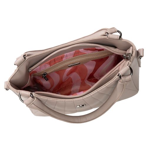 Bolsa Feminina Rafitthy Média Transversal Correntes Costura Creme