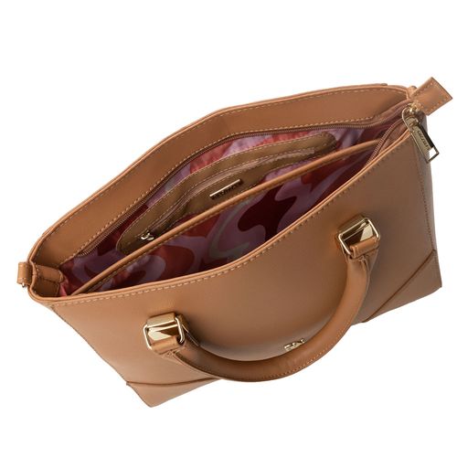 Bolsa Feminina Rafitthy Média Transversal Corrente Caramelo