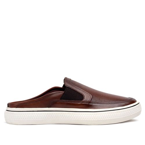 Mule Masculino Democrata de Couro Denim Fender Marrom