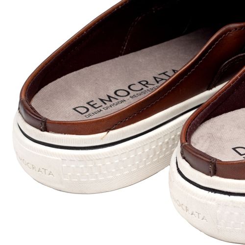 Mule Masculino Democrata de Couro Denim Fender Marrom
