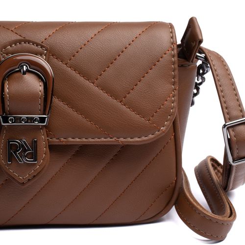 Bolsa Feminina Rafitthy Transversal Pequena Correntes Cappuccino