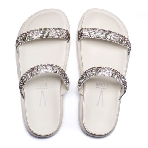 Chinelo Feminino Vizzano Flatform com Strass Branco
