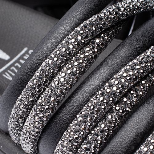 Chinelo Slide Feminino Vizzano Flatform com Tiras Brilhosas Preto