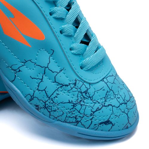 Chuteira Futsal Infantil Dray Azul Celeste/laranja