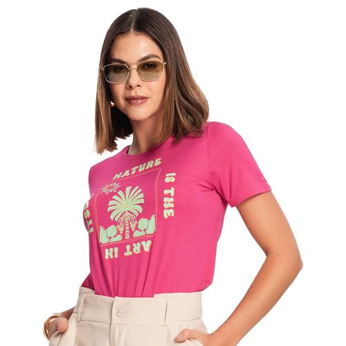 Blusa Feminina Rovitex Manga Curta Nature Pink