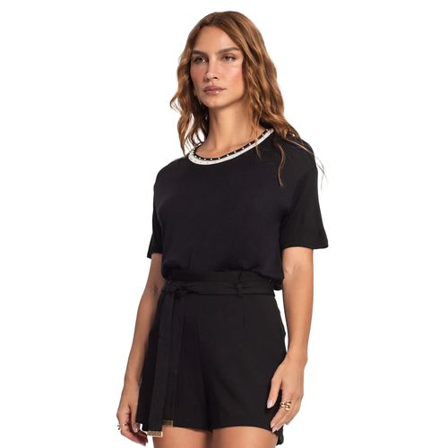 Blusa Feminina Rovitex Endless Gola com Pérolas Preto