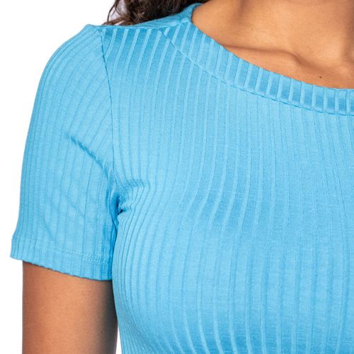 Blusa Feminina Cativa Canelada Decote Canoa Azul