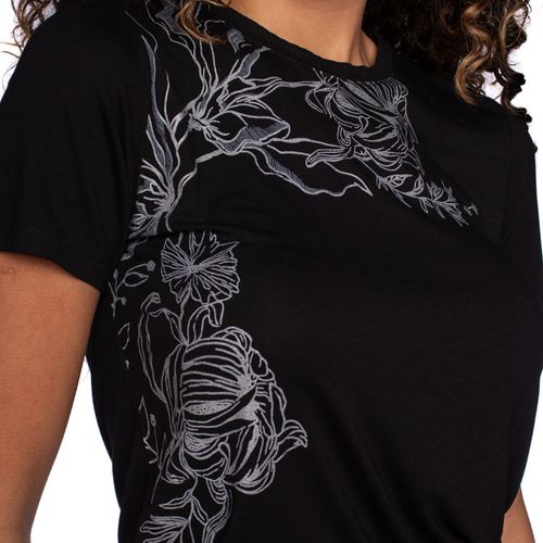 Blusa Feminina Rovitex Leve com Flores Preta