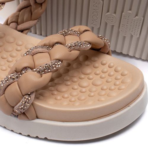 Chinelo Feminino Modare Flatform com Tiras Trançadas Nude