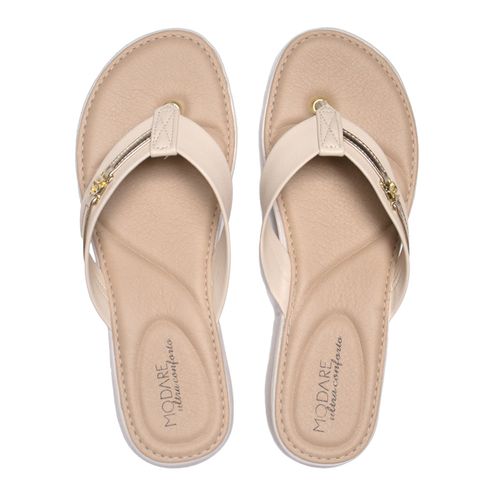 Chinelo Feminino Modare com Detalhe Metalizado Creme