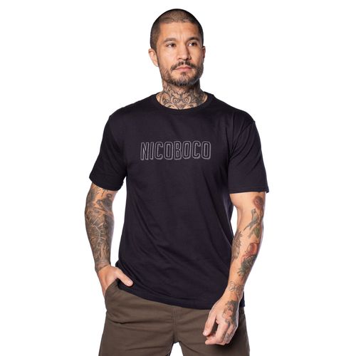 Camiseta Masculina Nico Boco Básica Logo Preta