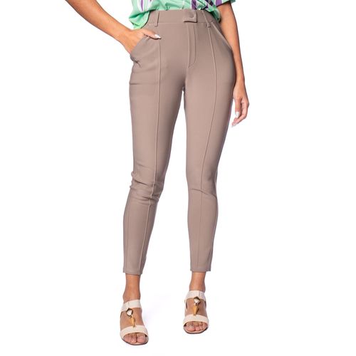 Calça Feminina Susan Zheng Alfaiataria com Bolsos Caqui