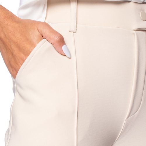 Calça Feminina Susan Zheng Alfaiataria com Bolsos Bege Claro