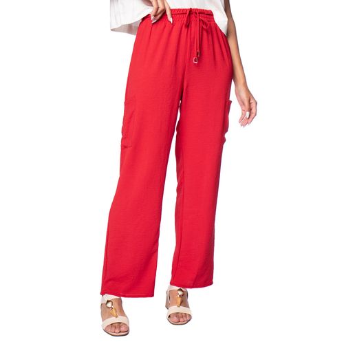 Calça Feminina Rovitex Pantalona Leve com Bolsos Vermelha