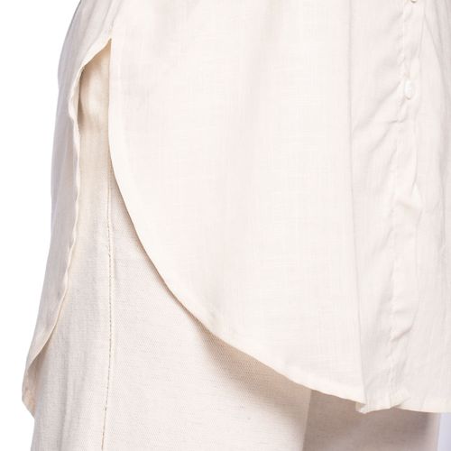 Camisa Feminina Milani Chemise Algodão com Botões Areia