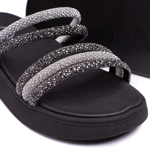 Chinelo Infantil Molekinha Flatform com Glitter Preto