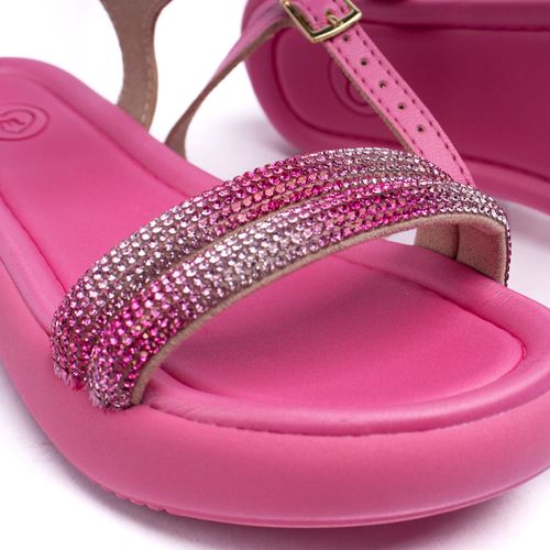 Sandália Infantil Molekinha Flatform com Strass Pink