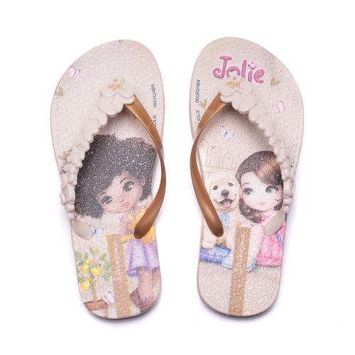 Chinelo Infantil Grendene Ipanema Jolie II Bege/dourado