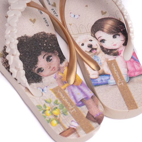 Chinelo Infantil Grendene Ipanema Jolie II Bege/dourado