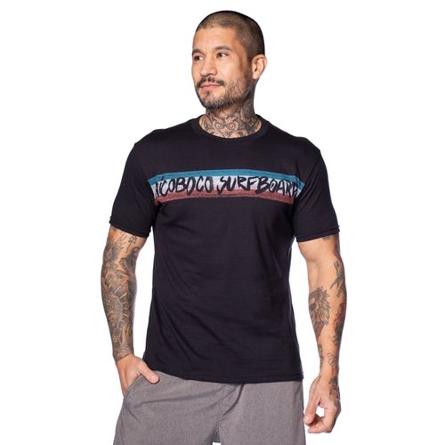 Camiseta Masculina Nico Boco Básica Surfboards Preta