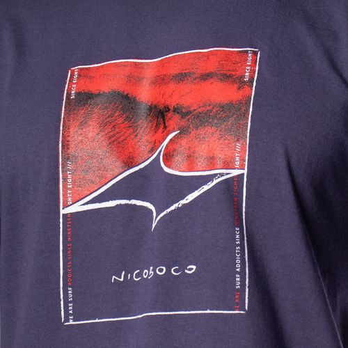 Camiseta Masculina Nico Boco Básica com Estampa Marinho