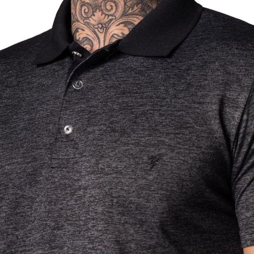 Camisa Polo Masculina Desayner Slim Preto Mescla