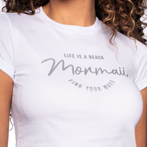 Blusa Feminina Baby Tee Mormaii Cropped Frase Branca