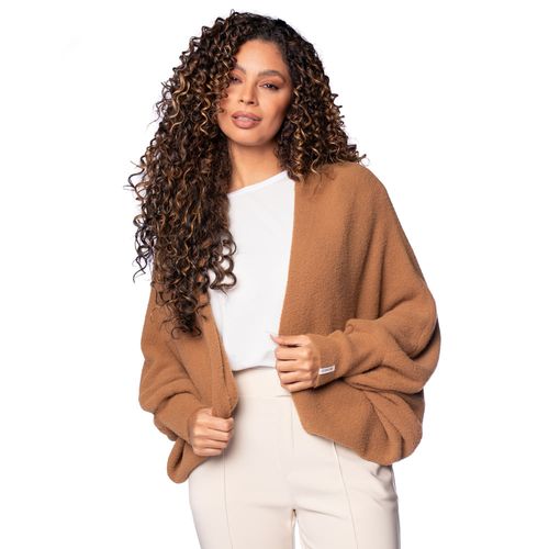 Casaco Feminino Biamar Pluma Manga Ampla Marrom Claro